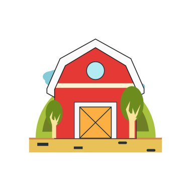 Web ve mobil uygulaması tasarımı, ahır logo kavramı için beyaz arka plan üzerinde izole ahır simge vektör