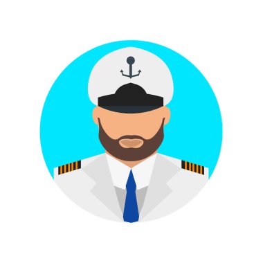 Kaptan simge vektör web ve mobil uygulaması tasarımı, Kaptan logo kavramı için izole üzerinde beyaz arka plan