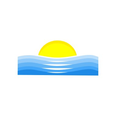 Web ve mobil uygulaması tasarımı, günbatımı logo kavramı için beyaz arka plan üzerinde izole günbatımı simge vektör