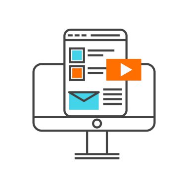 Web ve mobil uygulaması tasarım, monitör logo kavramı için beyaz arka plan üzerinde izole monitör simge vektör