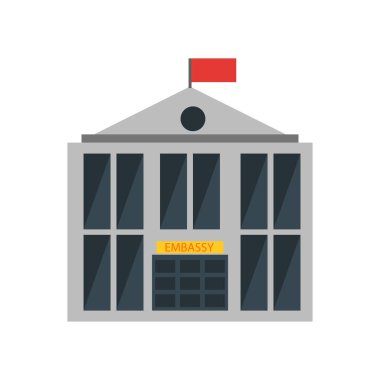 Web ve mobil uygulaması tasarımı, Embassy logo kavramı için beyaz arka plan üzerinde izole Büyükelçiliği simge vektör
