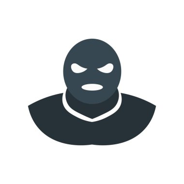 Web ve mobil uygulaması tasarımı, terörist logo kavramı için beyaz arka plan üzerinde izole terörist simge vektör