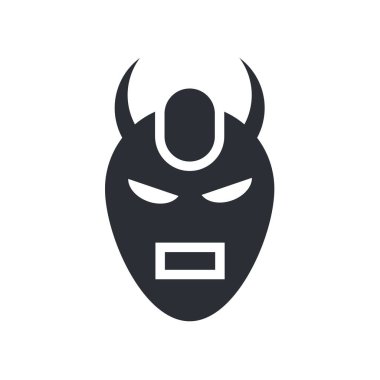 Şeytan maskesi simge vektör web ve mobil uygulaması tasarımı, şeytan maskesi logo kavramı için izole üzerinde beyaz arka plan