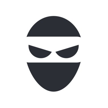 Web ve mobil uygulaması tasarımı, Ninja logo kavramı için beyaz arka plan üzerinde izole ninja simge vektör