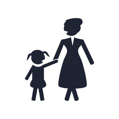 Anne ve kızı simgesi üzerinde izole beyaz arka plan web ve mobil uygulaması tasarımı, anne ve kızı logo kavramı için vektör