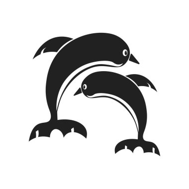 Web ve mobil uygulaması tasarımı, yunus logo kavramı için beyaz arka plan üzerinde izole yunus simge vektör