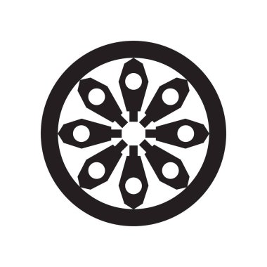 Alaşım jant simge vektör web ve mobil uygulaması tasarımı, alaşım jant logo kavramı için izole üzerinde beyaz arka plan