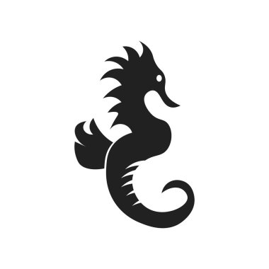Deniz atı simge vektör web ve mobil uygulaması tasarımı, Seahorse logo kavramı için beyaz arka plan üzerinde izole
