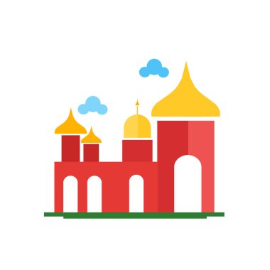 Badshahi Camii simge vektör web ve mobil uygulaması tasarımı, Badshahi Camii logo kavramı için izole üzerinde beyaz arka plan