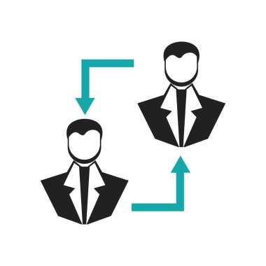 Kullanıcı exchange sembol simge vektör web ve mobil uygulaması tasarımı, Kullanıcı exchange sembolü logo kavramı için izole üzerinde beyaz arka plan