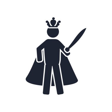 Kral simgesi üzerinde izole beyaz arka plan web ve mobil uygulaması tasarım vektör, logosu konsepti kral