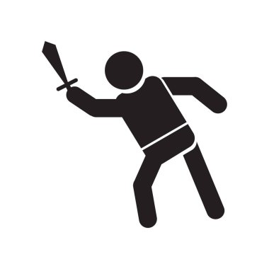 Simge vektör saldıran adam web ve mobil uygulaması tasarımı, beyaz arka plan üzerinde logo kavramı saldıran adam izole