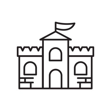 Web ve mobil uygulaması tasarımı, kale logo kavramı için beyaz arka plan üzerinde izole Castle simge vektör