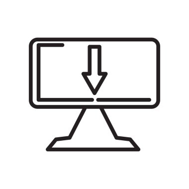 Web ve mobil uygulaması tasarım, monitör logo kavramı için beyaz arka plan üzerinde izole monitör simge vektör