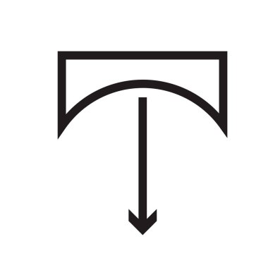 Ok simge vektör web ve mobil uygulaması tasarım, aşağı ok logo kavramı için beyaz arka plan üzerinde izole