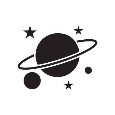 Gezegen Satürn simge vektör web ve mobil uygulaması tasarımı, gezegen Satürn logo kavramı üzerinde izole beyaz arka plan