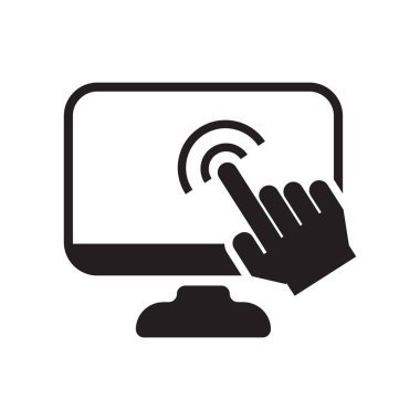 Dokunmatik ekran simge vektör web ve mobil uygulaması tasarımı, dokunmatik ekran logosu konsepti için beyaz arka plan üzerinde izole