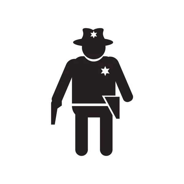 Cowboy Avec Vecteur Icône Pistolet Isolé Sur Fond Blanc Pour — Image vectorielle