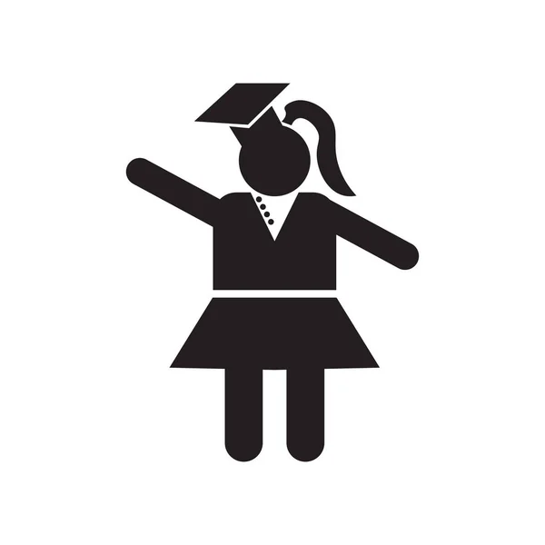 Scholar Girl Front Icon Vektor Isoliert Auf Weißem Hintergrund Für — Stockvektor