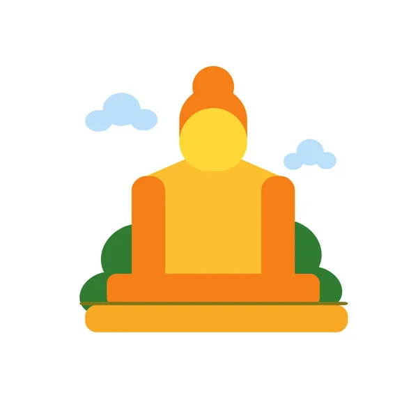 Gran Buddha Tailandia Icono Vector Aislado Sobre Fondo Blanco Para — Vector de stock