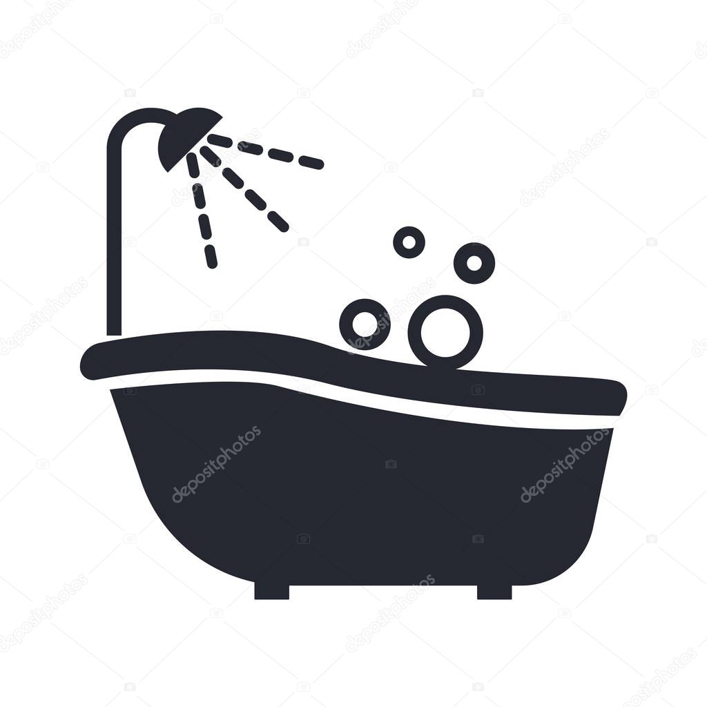 Bath tub icon vector isolated on white background for your web and mobile app design, Bath tub logo concept
