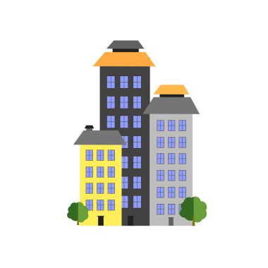 Web ve mobil uygulaması tasarımı, binalar logo kavramı için beyaz arka plan üzerinde izole binalar simge vektör