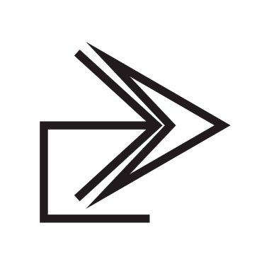 Sağ ok simge vektör web ve mobil uygulaması tasarımı, sağ ok logo kavramı için izole üzerinde beyaz arka plan