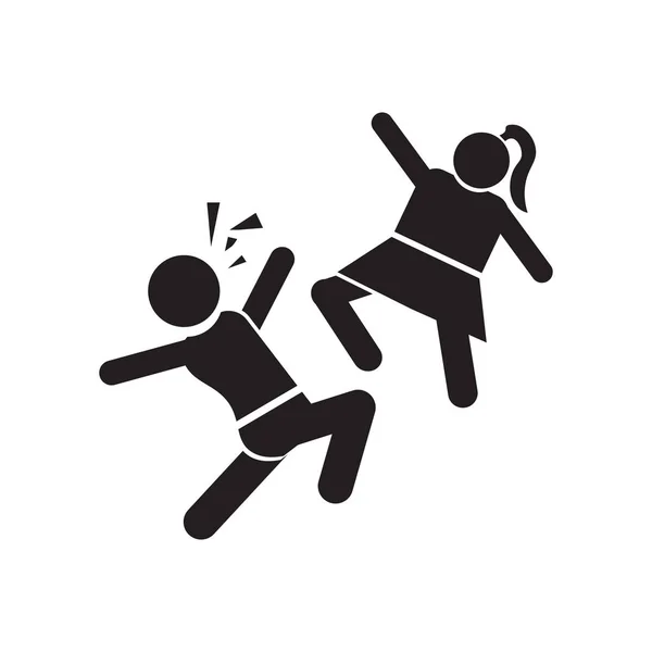 Girl Kicking Boy Face Icône Vecteur Isolé Sur Fond Blanc — Image vectorielle