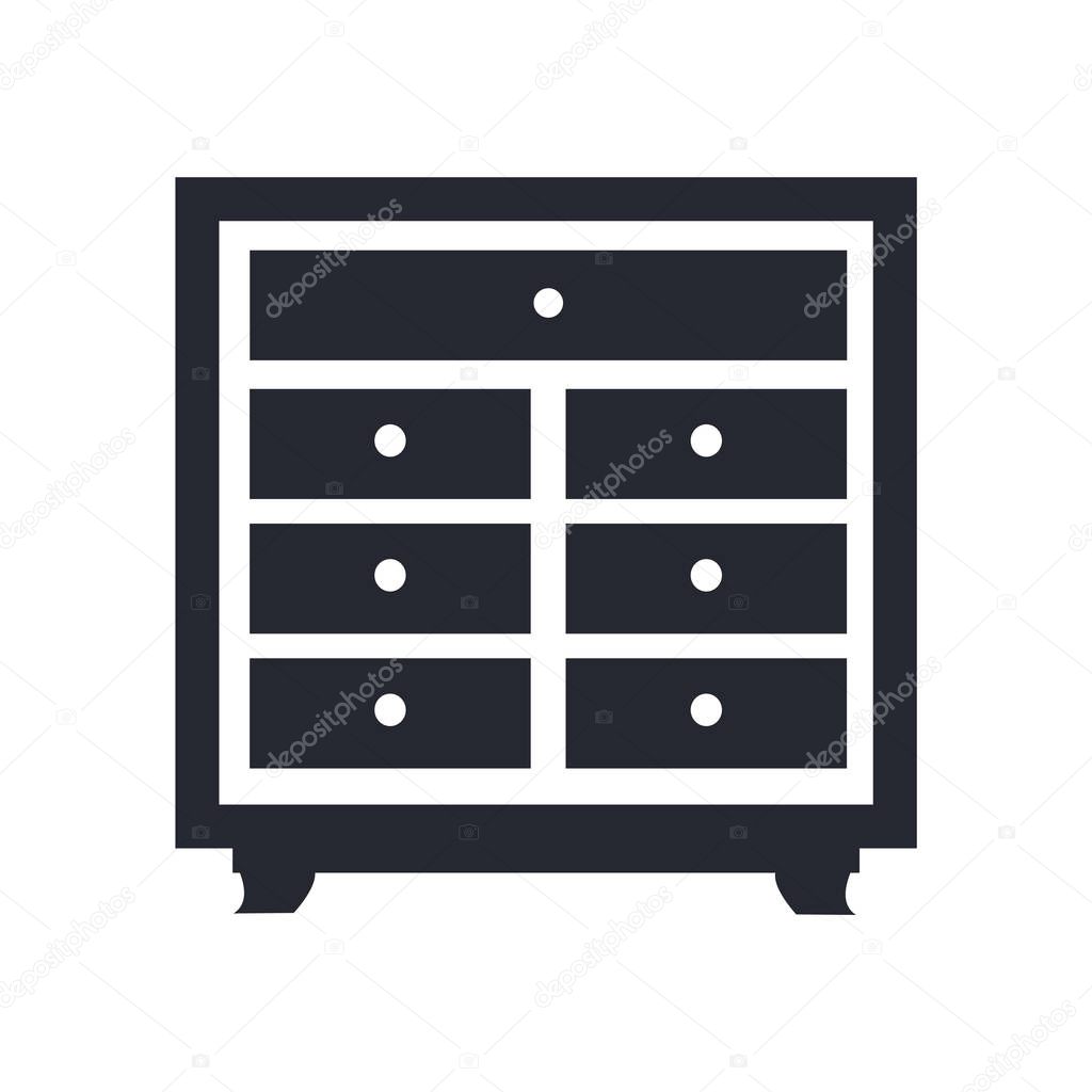 Chest of drawers icon vector isolated on white background for your web and mobile app design, Chest of drawers logo concept