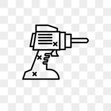 Saydam arka plan üzerinde matkap logo kavramı izole matkap vektör simgesi