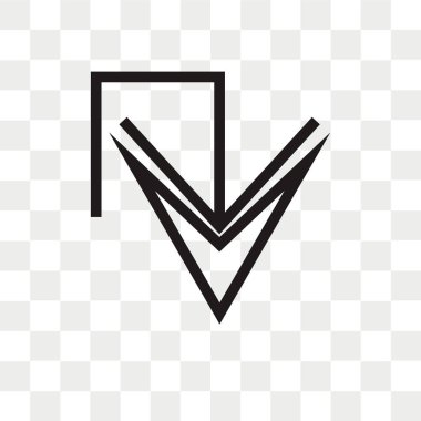 Ok vektör simgesi aşağı ok logosu kavram şeffaf arka plan üzerinde izole