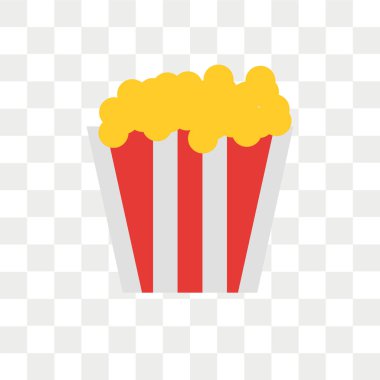 Saydam arka plan üzerinde patlamış mısır logo kavramı izole patlamış mısır vektör simgesi