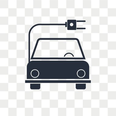 Saydam arka plan üzerinde elektro araba logosu kavramı izole elektro araba vektör simgesi