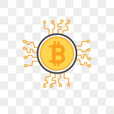 Saydam arka plan üzerinde Bitcoin logo kavramı izole Bitcoin vektör simgesi