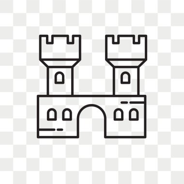 Saydam arka plan üzerinde kale logo kavramı izole Castle vektör simgesi