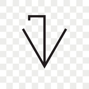 Ok vektör simgesi aşağı ok logosu kavram şeffaf arka plan üzerinde izole