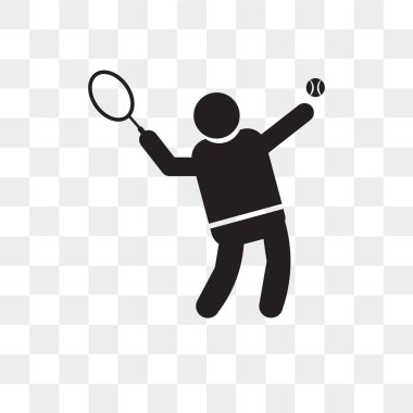 Saydam arka plan üzerinde tenis oyuncu logo kavramı izole tenis oyuncu vektör simgesi