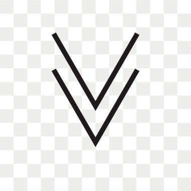 Ok vektör simgesi aşağı ok logosu kavram şeffaf arka plan üzerinde izole