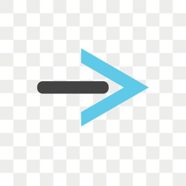 Saydam arka plan üzerinde sağ ok logo kavramı izole sağ ok vektör simgesi