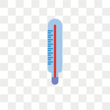 Saydam arka plan üzerinde termometre logo kavramı izole termometre vektör simgesi