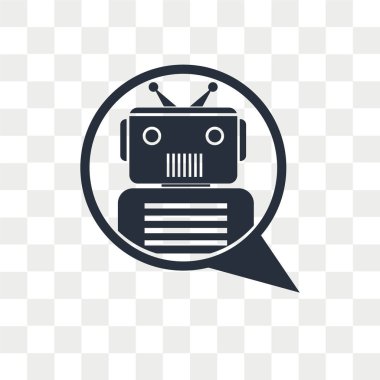 Saydam arka plan üzerinde Chat bot logo kavramı izole sohbet bot vektör simgesi