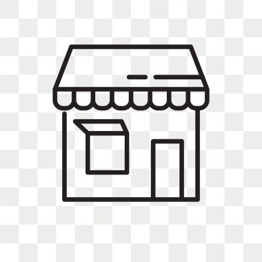 Saydam arka plan üzerinde dükkanı logo kavramı izole dükkanı vektör simgesi