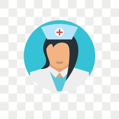 Saydam arka plan üzerinde hemşire logo kavramı izole hemşire vektör simgesi