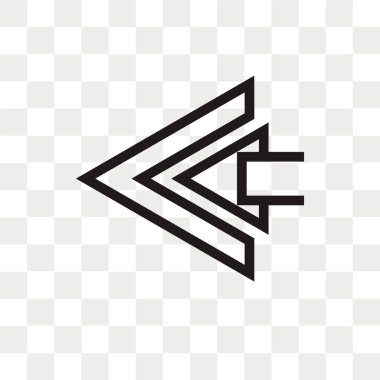 Saydam arka plan üzerinde sol ok logo kavramı izole sol ok vektör simgesi