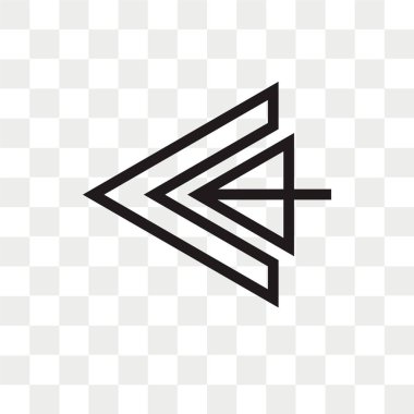 Saydam arka plan üzerinde sol ok logo kavramı izole sol ok vektör simgesi