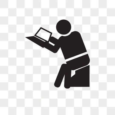 İzole vektör simge şeffaf arka plan üzerinde oturan adam logo kavramı okuma okuma oturma adam