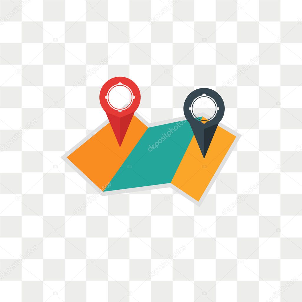 Route vector icon isolated on transparent background, Route logo concept