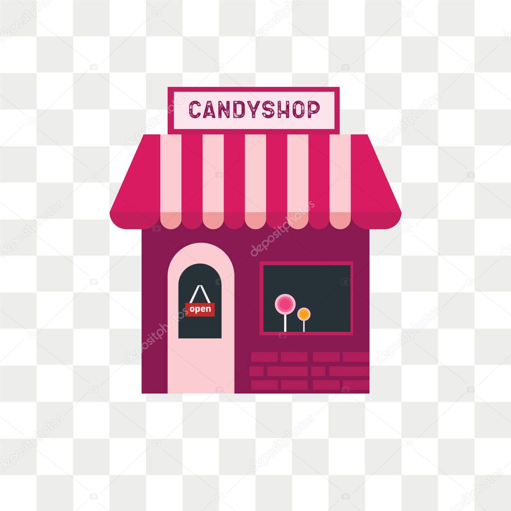 Candy shop vector icon isolated on transparent background, Candy shop logo concept