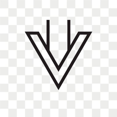 Ok vektör simgesi aşağı ok logosu kavram şeffaf arka plan üzerinde izole