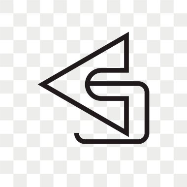 Saydam arka plan üzerinde sol ok logo kavramı izole sol ok vektör simgesi